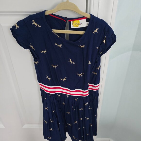 Mini Boden Girls Unicorn Gold Dress 6-7 - Picture 2 of 2